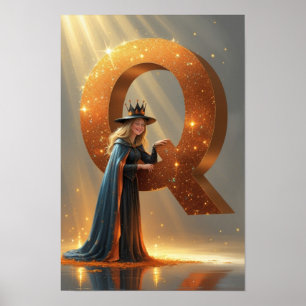 Poster Alfabeto de Halloween para Crianças ABC Letra Q