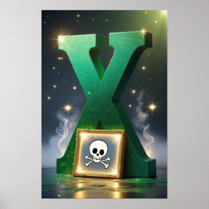 Poster Alfabeto de Halloween para Crianças ABC Letra X