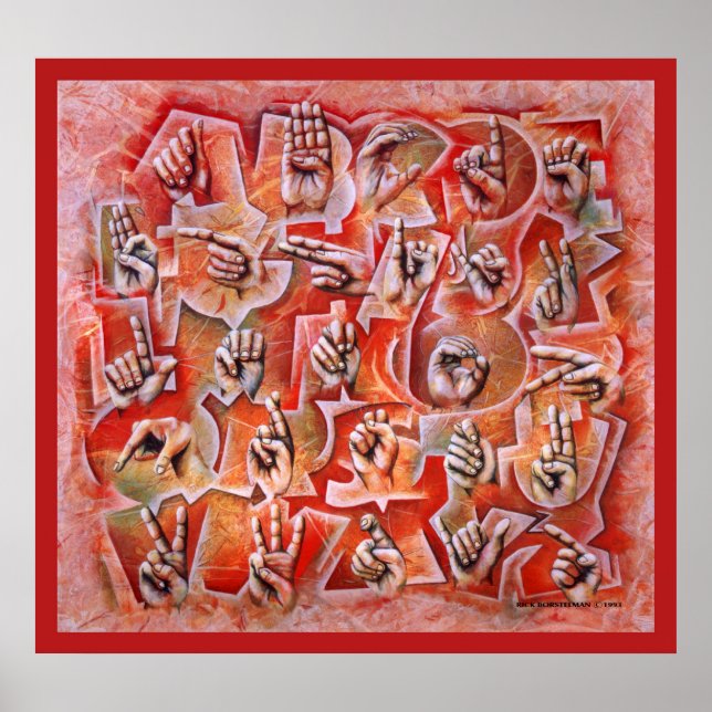 Pôster Alfabeto de Idioma de Sinais 2 (Frente)