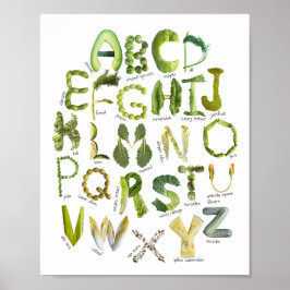 Poster Alfabeto de Legumes - Coma seus Legumes Crianças V