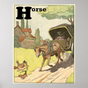 Poster Alfabeto do Animal Cavalo Trotador