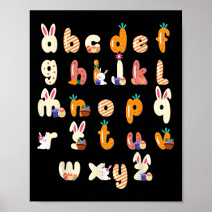 Poster Alfabeto Do Dia Do felz pascoa Abcs Elemeno Para P