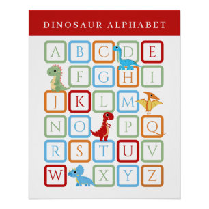 Pôster Alfabeto Educacional de Dinossauros