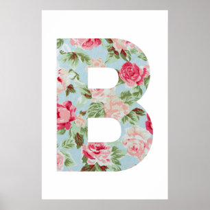 Poster Alfabeto Floral ; B Nome Alfabeto Gráfico