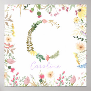 Poster Alfabeto Floral Personalizado Enfermeiro Inicial