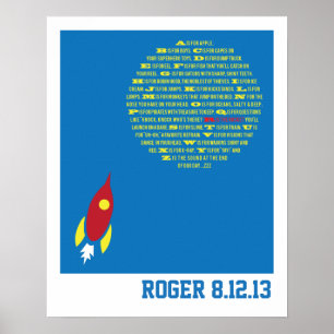 Poster Alfabeto Foguete Meninos para Quarto de Meninos &