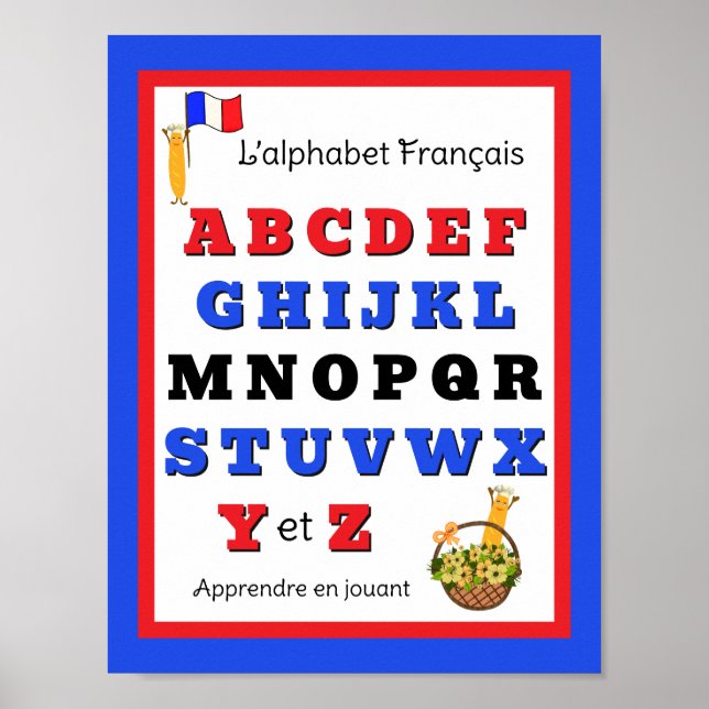 Poster Alfabeto Francês Crianças  (Frente)