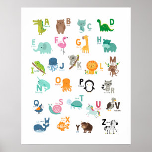 Poster Alfabeto Garotinho Animal