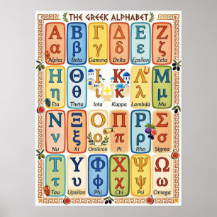 Poster Alfabeto Grego de A-Z Fraternidade e Irmandade Ver