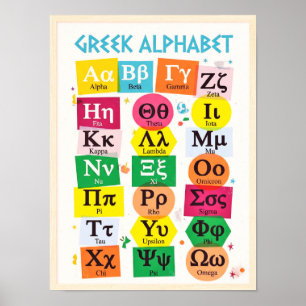 Poster Alfabeto Grego para Crianças na Sala de Aula   Ord