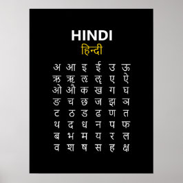 Poster Alfabeto Hindi अ–क्ष Escrito Devanagari