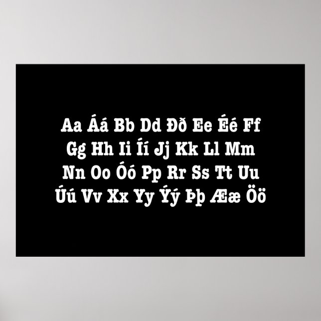 Poster Alfabeto islandês [Íslenska Stafrófið] (Frente)