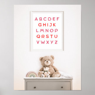 Poster Alfabeto Laranja Letras Maiúsculas Sala de Aula In