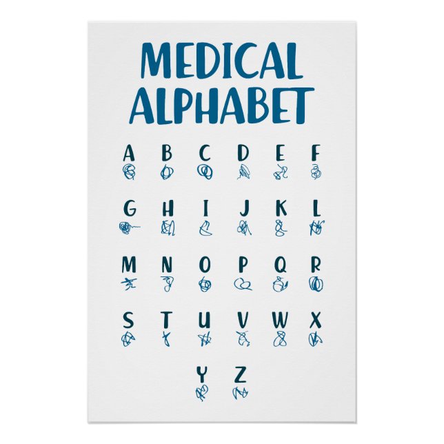 Pôster Alfabeto Médico (Frente)