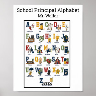Poster Alfabeto Personalizado do Diretor da Escola ABCs