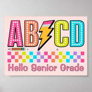 Poster Alfabeto Retro ABCD Relâmpago Volta às Aulas