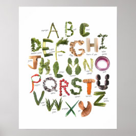 Poster Alfabeto vegetal para viveiro de Veggie - Comida A