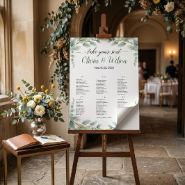 Poster Alfabeto Verde Elegante Quadro de Assentos de Casa