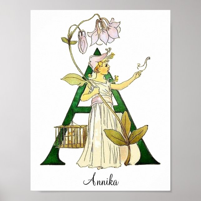 Poster Alfabeto Vintage Personalizado - Letra A (Frente)