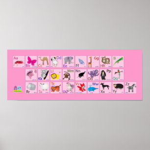 Poster Alfabetos de animais a rosa