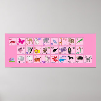 Poster Alfabetos de animais a rosa