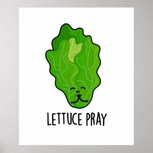 Poster Alface Reze Engraçado Veggie Pun