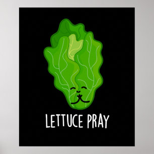 Poster Alface Reze Engraçado Veggie Pun Dark BG