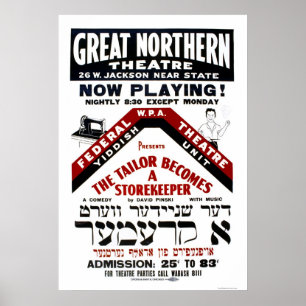 Poster Alfaiate Yiddish da comédia WPA 1940