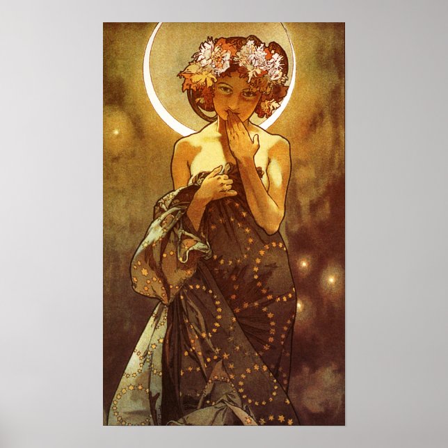 Pôster Alfons Mucha: Luna (Frente)