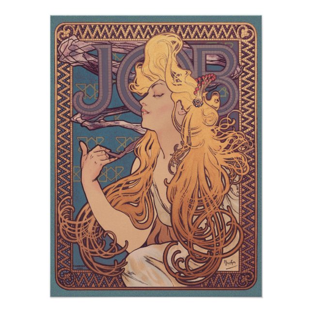 Pôster Alfonse Mucha Job Art Nouveau mulher (Frente)
