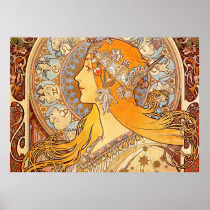 Poster Alfonse Mucha Zodiac Art Nouveau Mulher