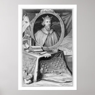 Pôster Alfred o Excelente (849-99) Rei de Wessex, gravado