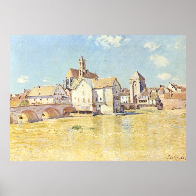 Poster Alfred Sisley A Ponte em Moret pela Manhã (Frente)