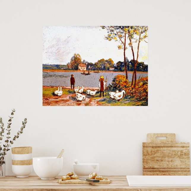 Poster Alfred Sisley art: Pelo rio Loing, (Cozinha)