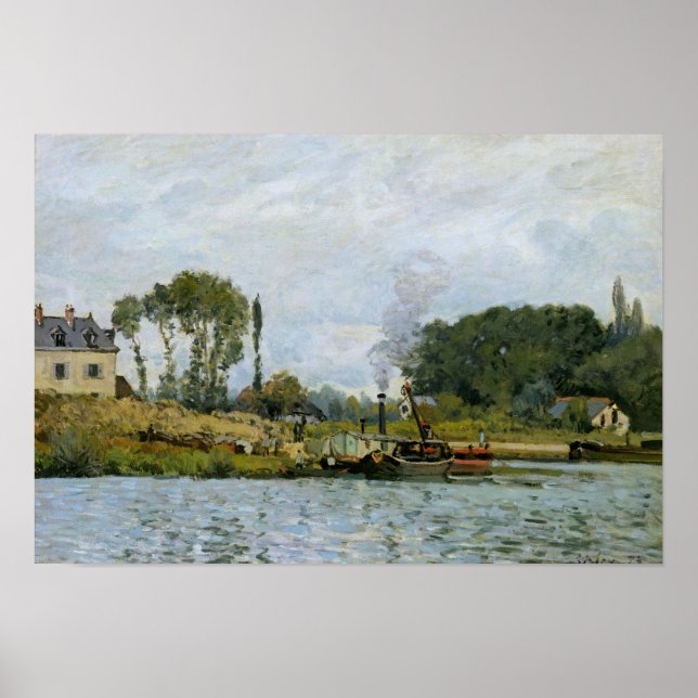 Pôster Alfred Sisley | Barcos na eclusa de Bougala (Frente)