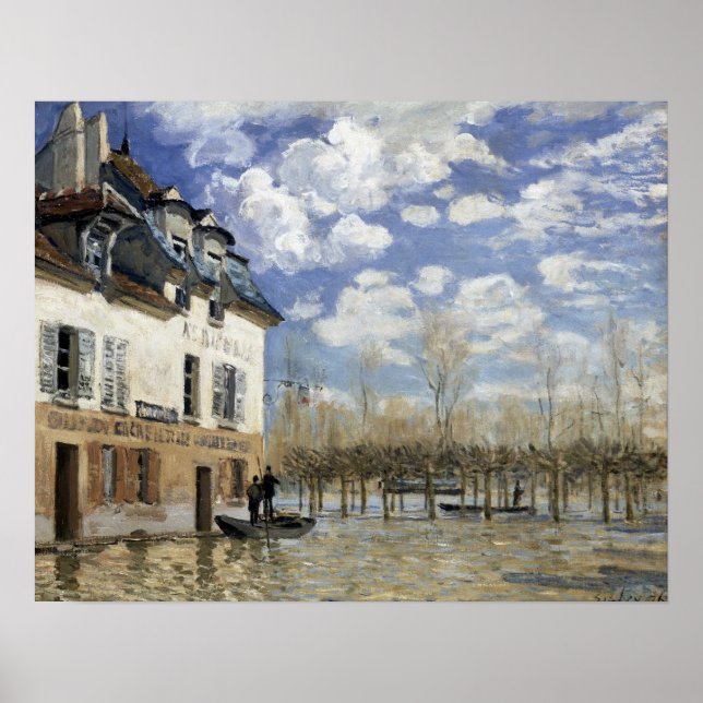 Poster Alfred Sisley Boat na inundação de Port Marly (Frente)