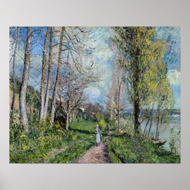 Poster Alfred Sisley - Margens do Sena em By (Frente)