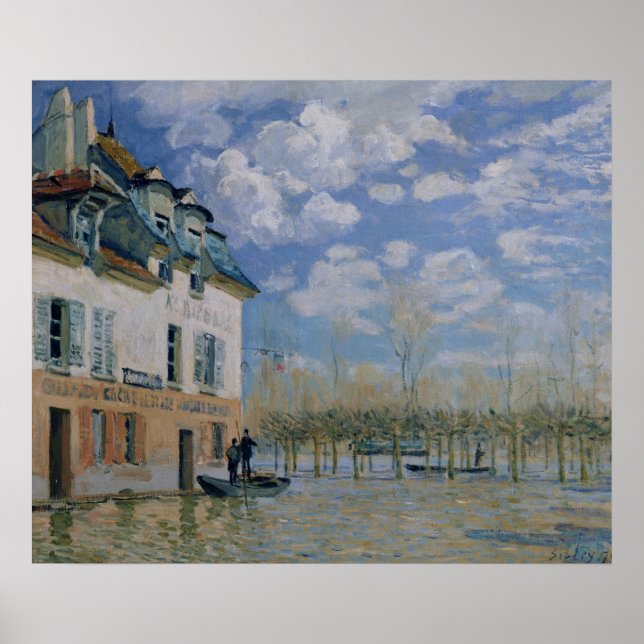 Pôster Alfred Sisley | O barco na inundação, Port-Marly (Frente)
