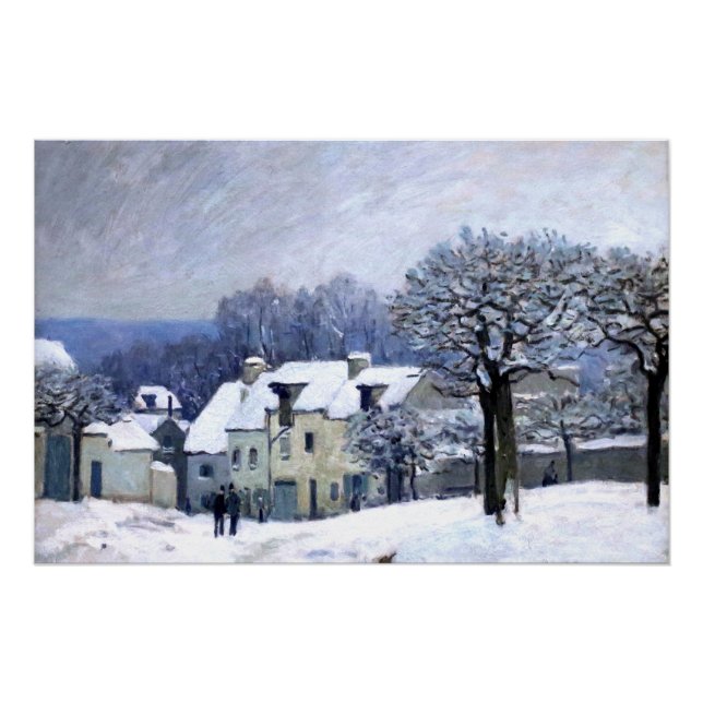 Pôster Alfred Sisley Place du Chenil em Marly, neve (Frente)