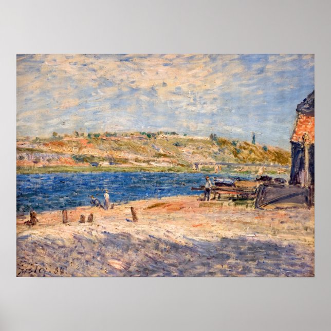 Poster Alfred Sisley - Rio Banks em Santo-Mammes (Frente)