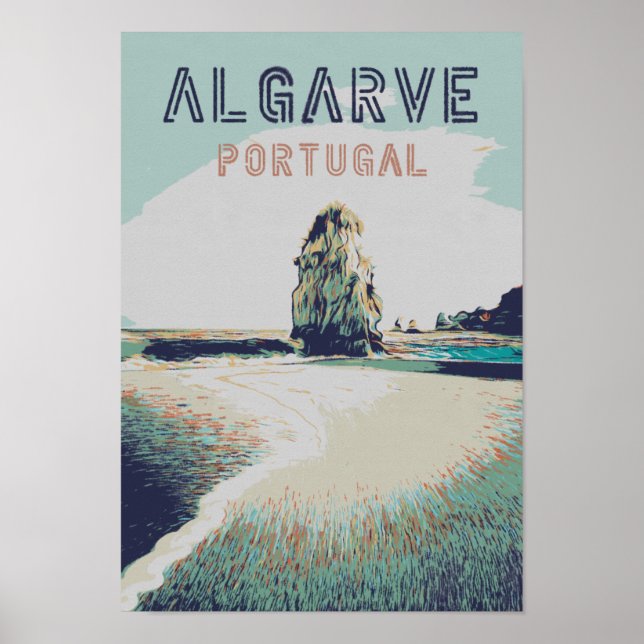 Poster Algarve Beach viagens vintage (Frente)
