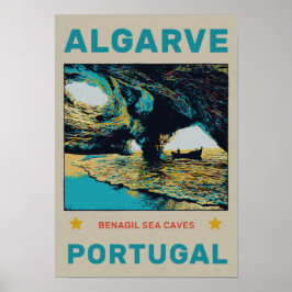 Poster Algarve Benagil caverna viagens vintage Portugal