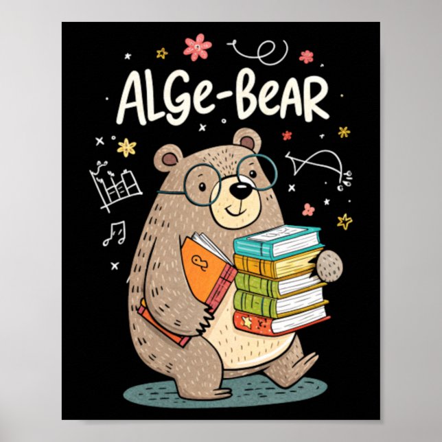 Poster Alge-Bear Urso da Álgebra Divertido (Frente)
