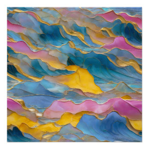 Pôster "Algeciras" Ondas de Areia Azul Rosa