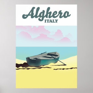 Poster Alghero Itália viagens vintage