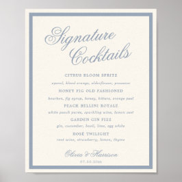 Poster Algo Azul Bebidas com Assinatura Dusty Blue