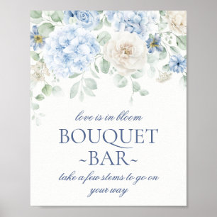 Poster Algo Azul Hidrangea Buquê Bridal Bar