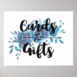 Pôster Algo cartões & presentes azuis de casamento da