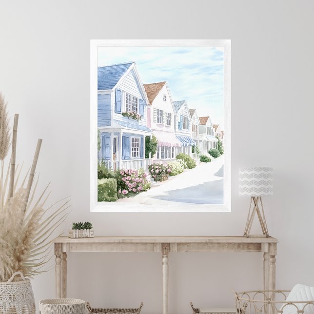 Poster Algodão Costeiro de Pastel de Verão com Aquarela (Criador carregado)