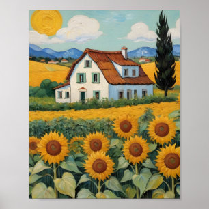 Poster Algodão em meio aos Campos de Girassol